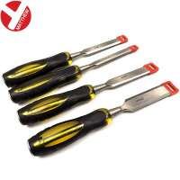 4 Pieces Transparent Plastic Handle Chrome Vanadium Steel Woodworking Chisel Set