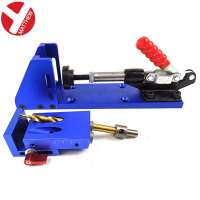 Aluminum Position Locator Drill Guider Portable Blue Pocket Hole Jig Kit for Woodworking